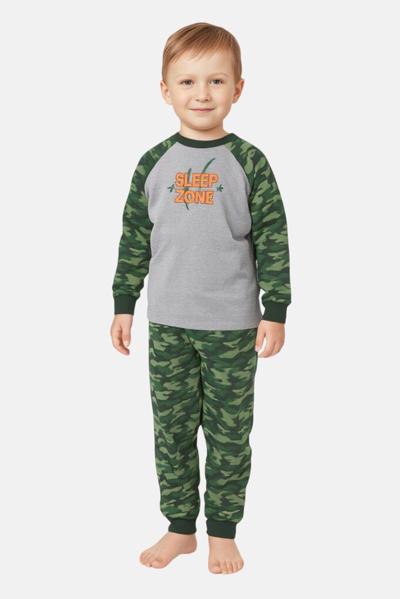 Hamleys Toddlers Boy 2 Pieces Camouflage T-Shirt And Bottom Pyjama Set, Multicolor - Image 1